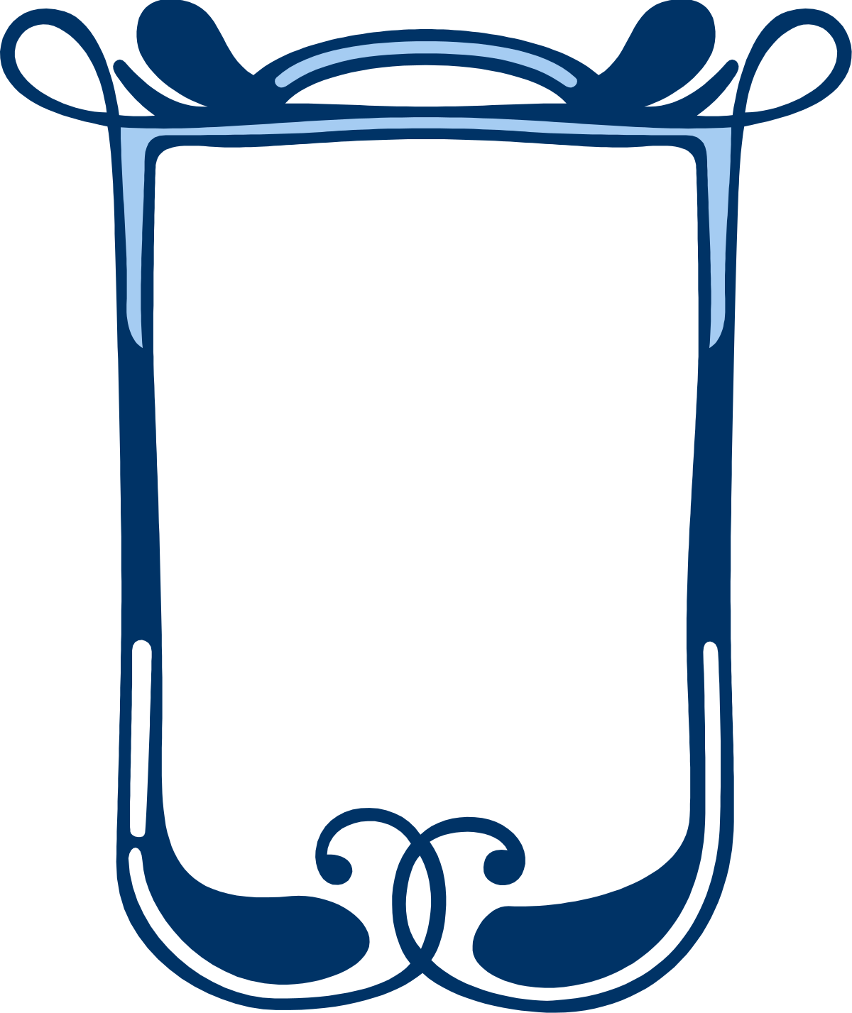 Elegant Blue Frame with Bow Clipart for Creative Designs