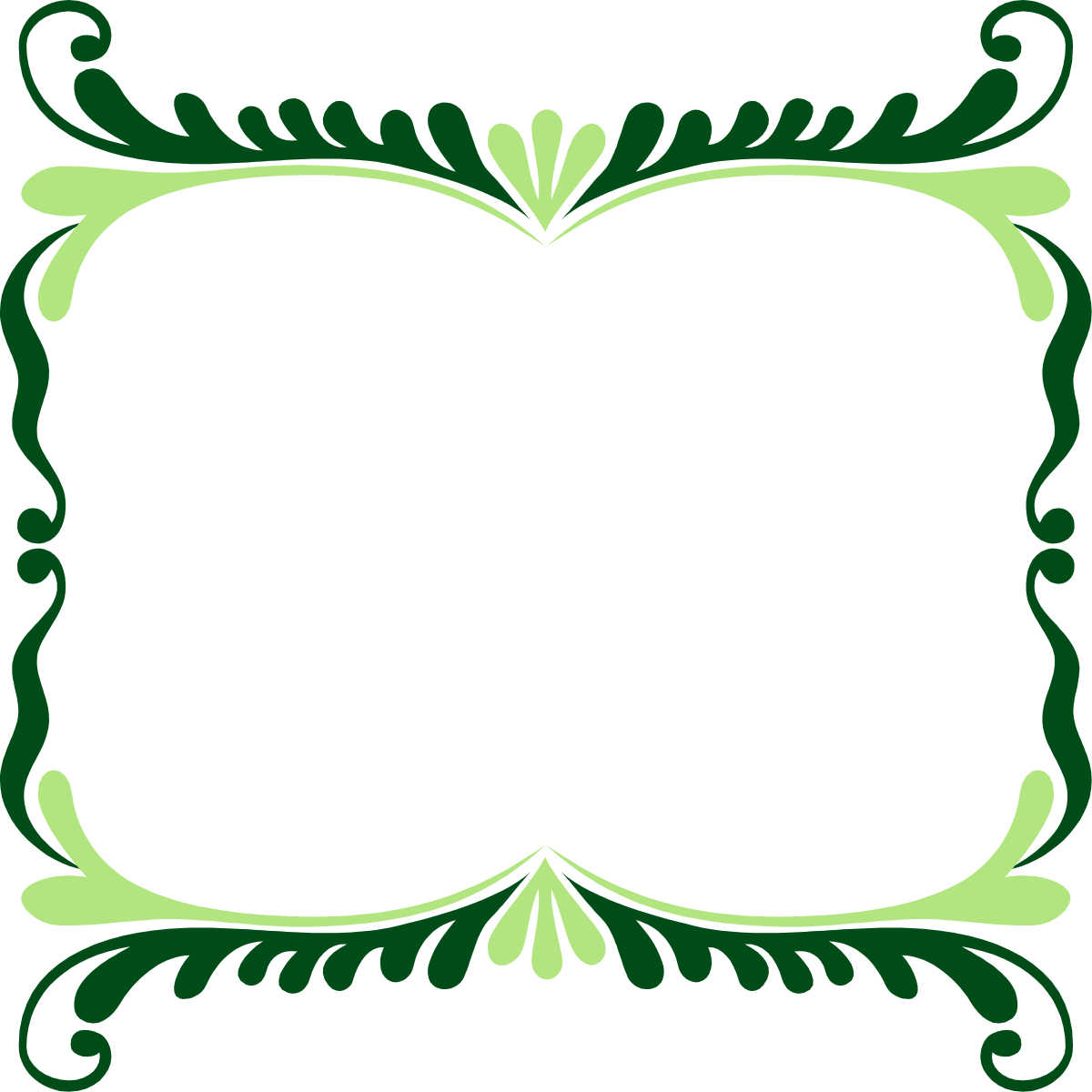 Floral Pattern Green Frame Clipart - Elegant Borders for Creative Designs
