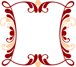 Red and White Decorative Frame Clipart on Black Background