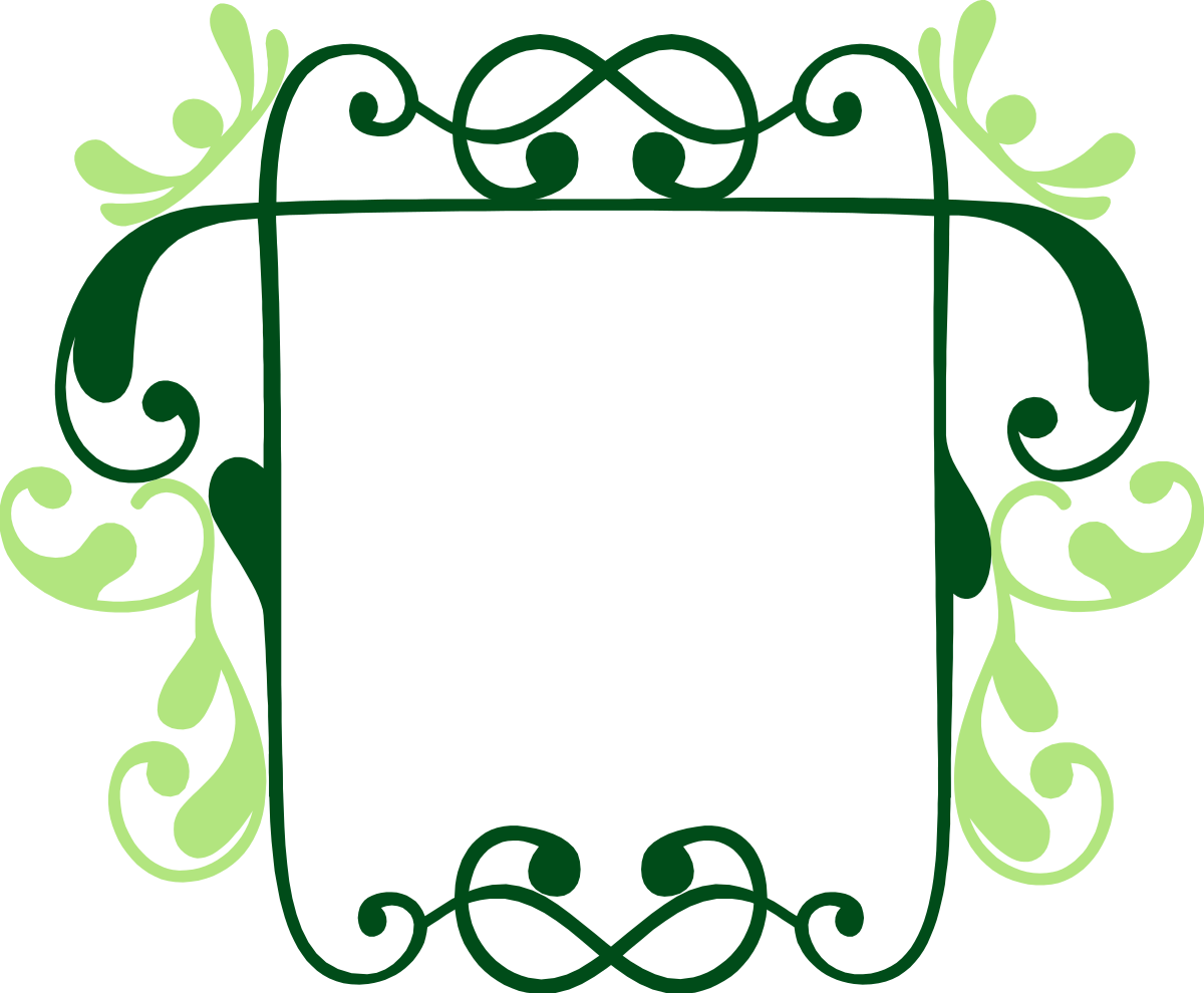 Floral Design Green Frame Clipart  Elegant Borders for Creative Projects
