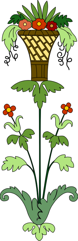 Basket of Flowers Clipart: Beautiful Floral Arrangement with Leaves