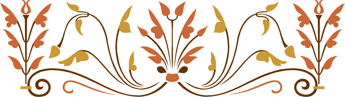 Floral Borders Clipart: Elegant Brown and Orange Design