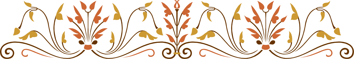 Orange and Brown Flower Borders Clipart - Elegant Floral Pattern