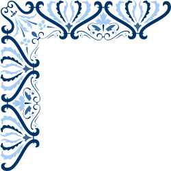 Blue and White Floral Pattern Frame Clipart - Elegant Borders and Corners