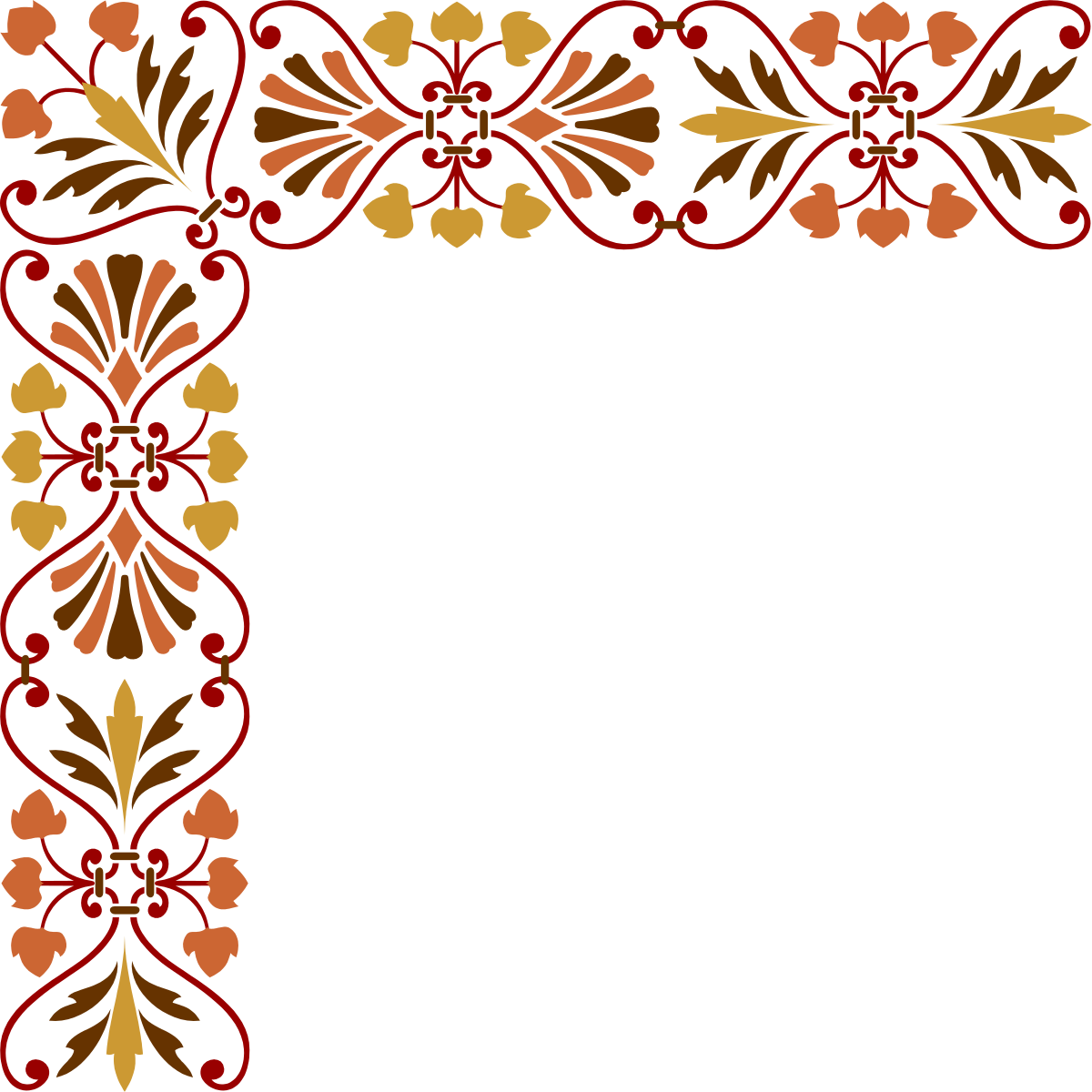 Floral Frame Clipart: Elegant Red and Brown Borders and Corners