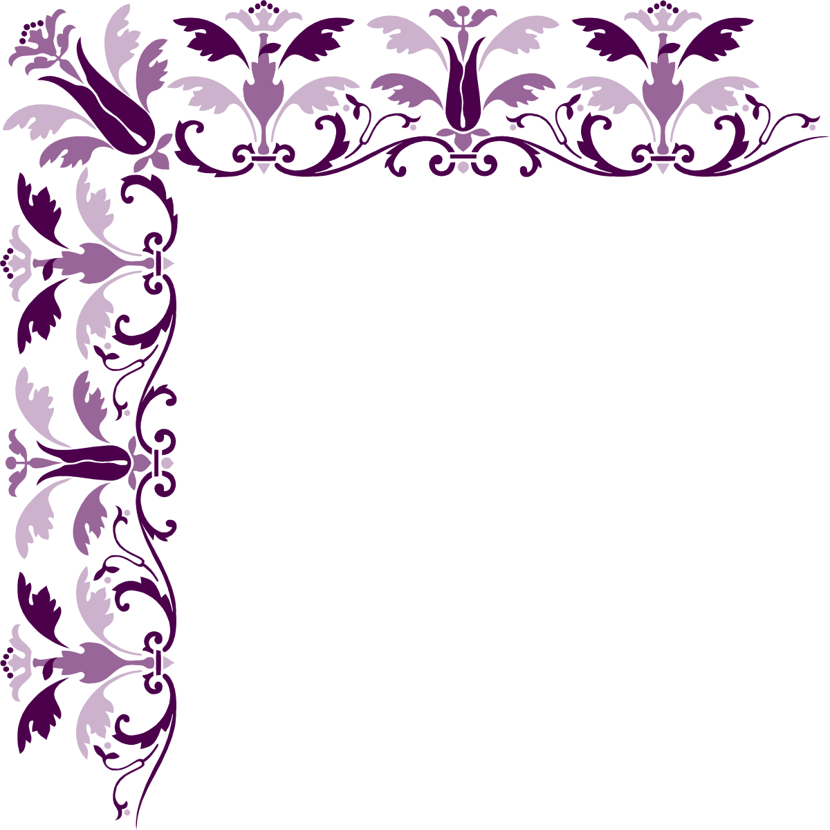Floral Frame Clipart - Purple and White Borders and Corners