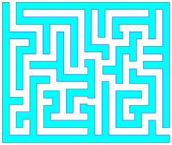 Blue Square Maze on Black Background Clipart - Intricate Borders for Creative Projects