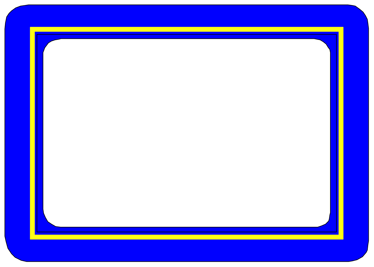 Blue Square Frame with Yellow Lines - Clipart for Creative Designs