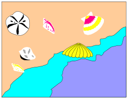 Seashells Border Clipart: Beach Scene with Abundant Shells