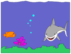 Shark and Fish Swimming in the Ocean - Clipart Border Design