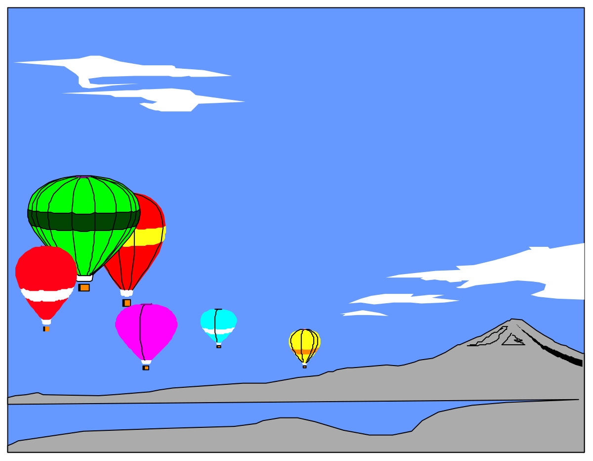 Balloons Flying in the Sky Clipart - Colorful Borders & Backland Designs