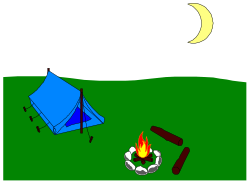 Borders with a Tent and Fire in the Grass Clipart for Outdoor Adventures