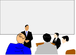Borders Clipart: A Man and Woman Sitting at a Table with a White Board