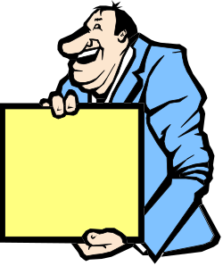 Yellow Sign Holder Clipart - Man with Border Design