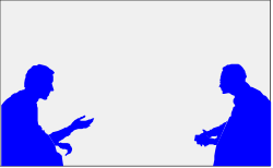 Talking People Clipart - Two Individuals Engaged in Conversation with a Cell Phone