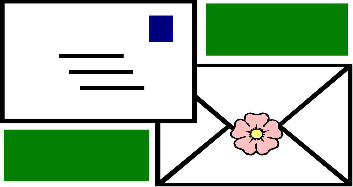 a green and white envelope with a flower clip art png transparent Elegant Green and White Envelope with Floral Clipart Design