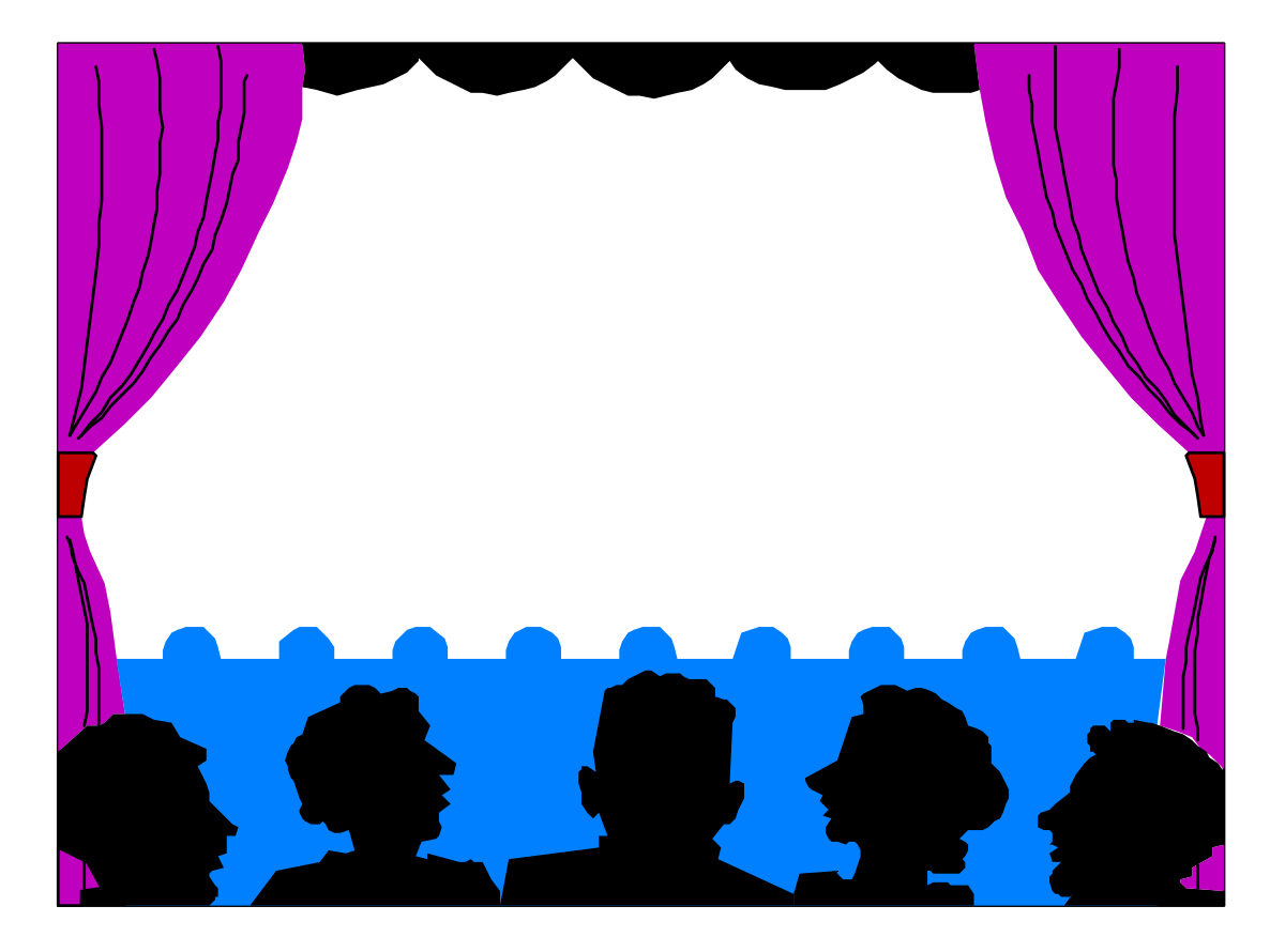 a silhouette of a group of people sitting in a theater clip art png transparent Theater Silhouette Clipart - Group of People Sitting in Backland Borders