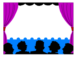 Theater Silhouette Clipart - Group of People Sitting in Backland Borders