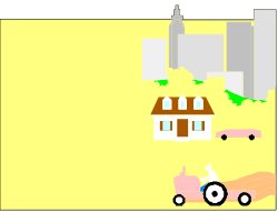 Cartoon House with Small Car in Front - Charming Clipart Borders