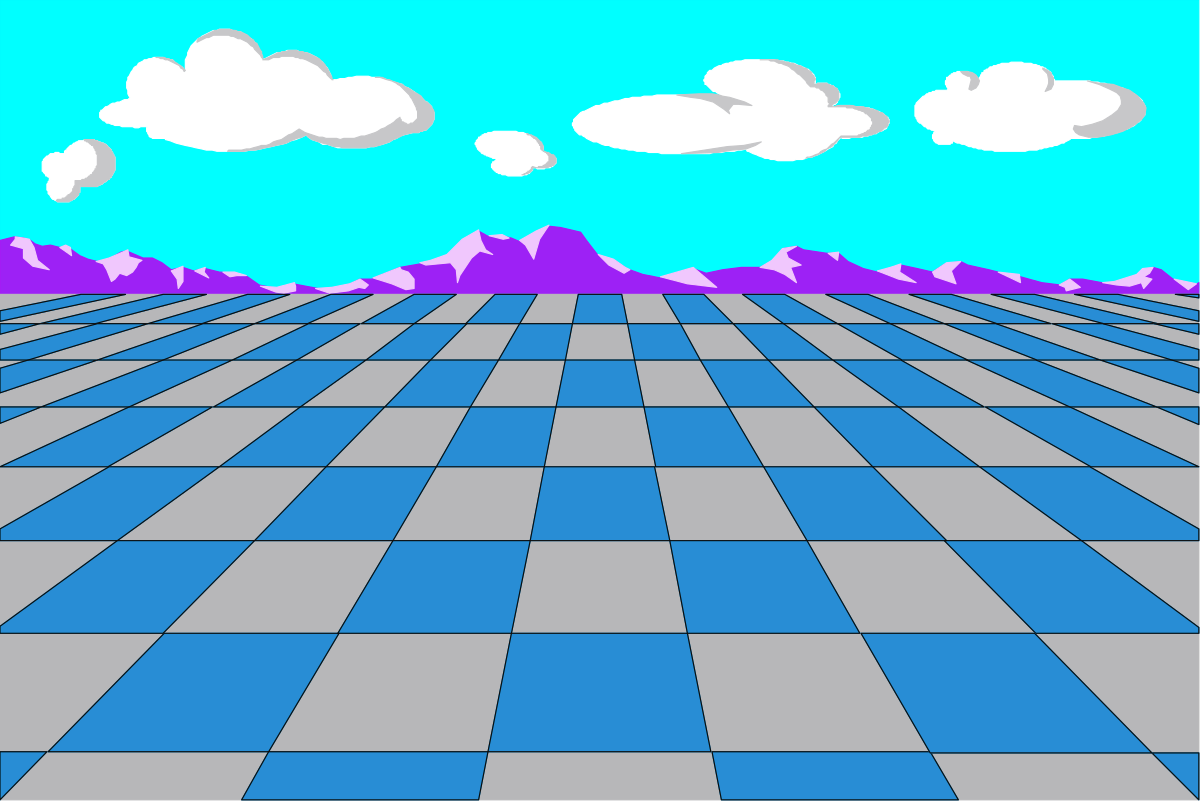 a blue and white tiled floor with mountains in the background clip art png transparent Blue and White Tiled Floor with Majestic Mountains Background Clipart