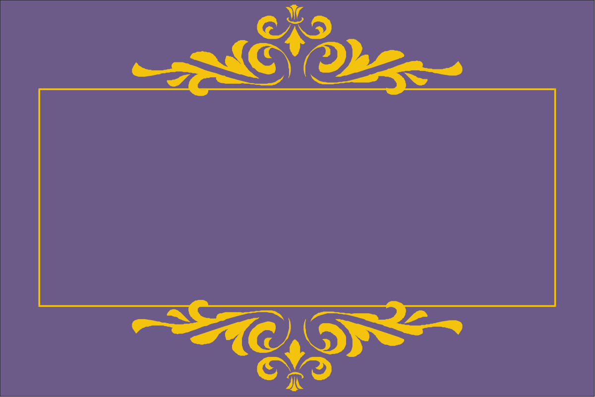 Purple and Yellow Frame with Gold Border - Elegant Clipart Design