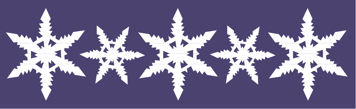 Elegant White Snowflake Pattern Clipart on Purple Background
