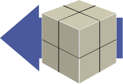Cube with Blue Arrow Pointing Up Right - Eye-Catching Borders Clipart