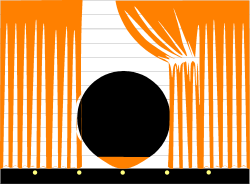 Elegant Black Background with Striking Orange Curtains Clipart