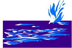 Blue and White Bird Flying Over Water Clipart - Elegant Borders Design