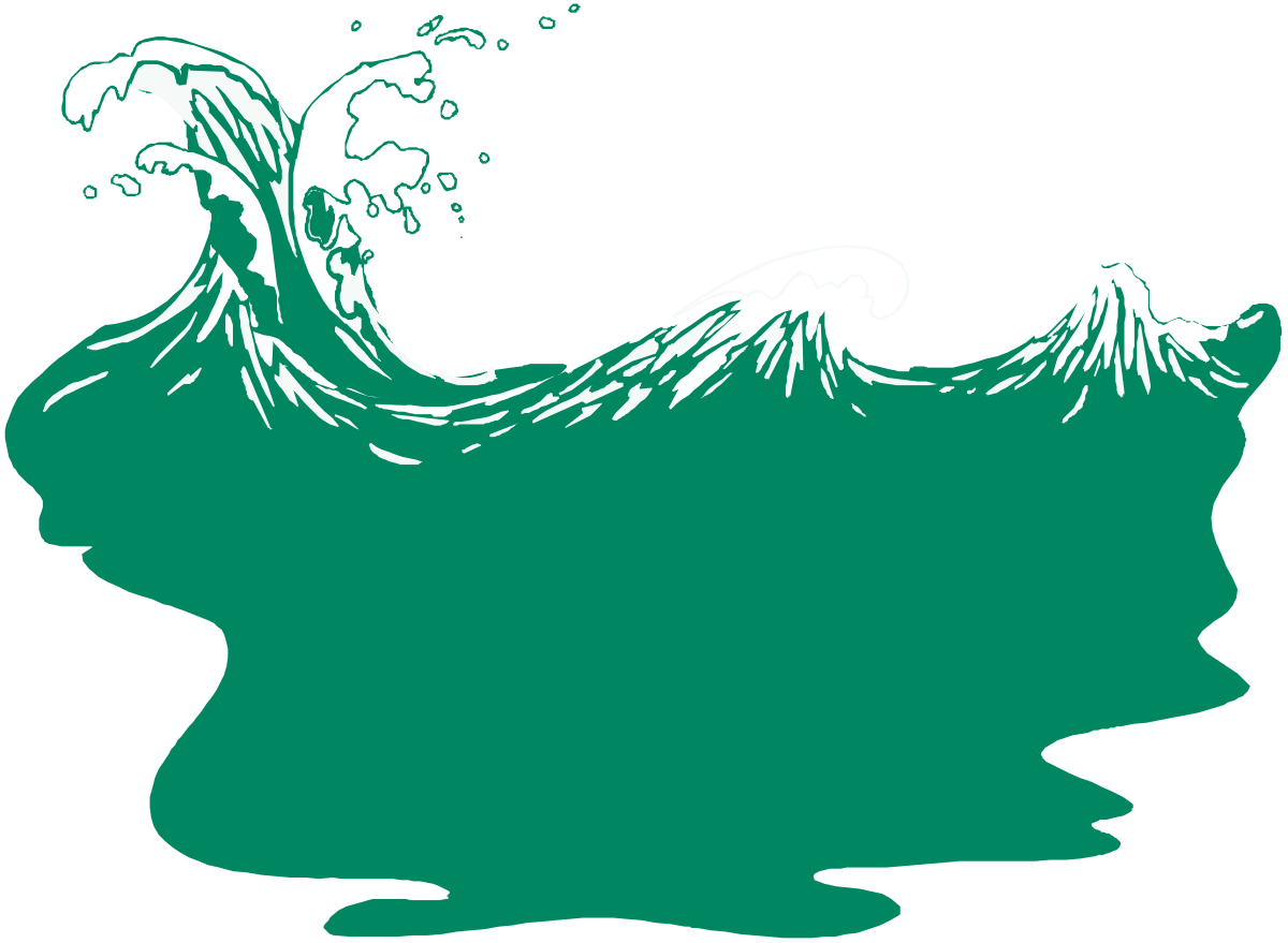Green Wave Clipart with White Water - Vibrant Border Design for Creative Projects
