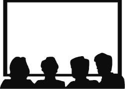 People Sitting in Front of a Screen - Clipart Borders & Backland BCKLN048