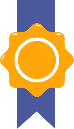 Yellow and Blue Ribbon Clipart with White Circle - Perfect for Borders