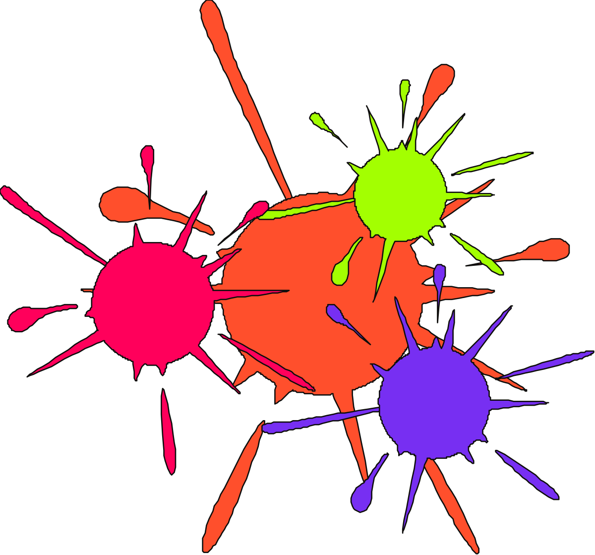 Vibrant Paint Splatters Clipart - Creative Borders and Backgrounds