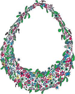 Floral Wreath Clipart - Elegant Leaves and Flowers Design