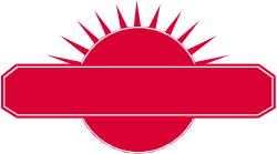 Red Sign with Radiant Sun Background Clipart
