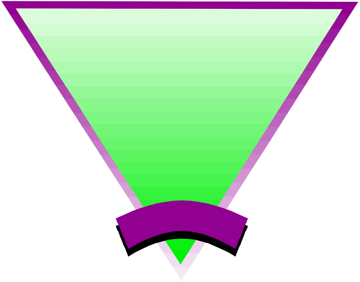 a green and purple triangle with a purple ribbon clip art png transparent Green and Purple Triangle Clipart with Elegant Purple Ribbon