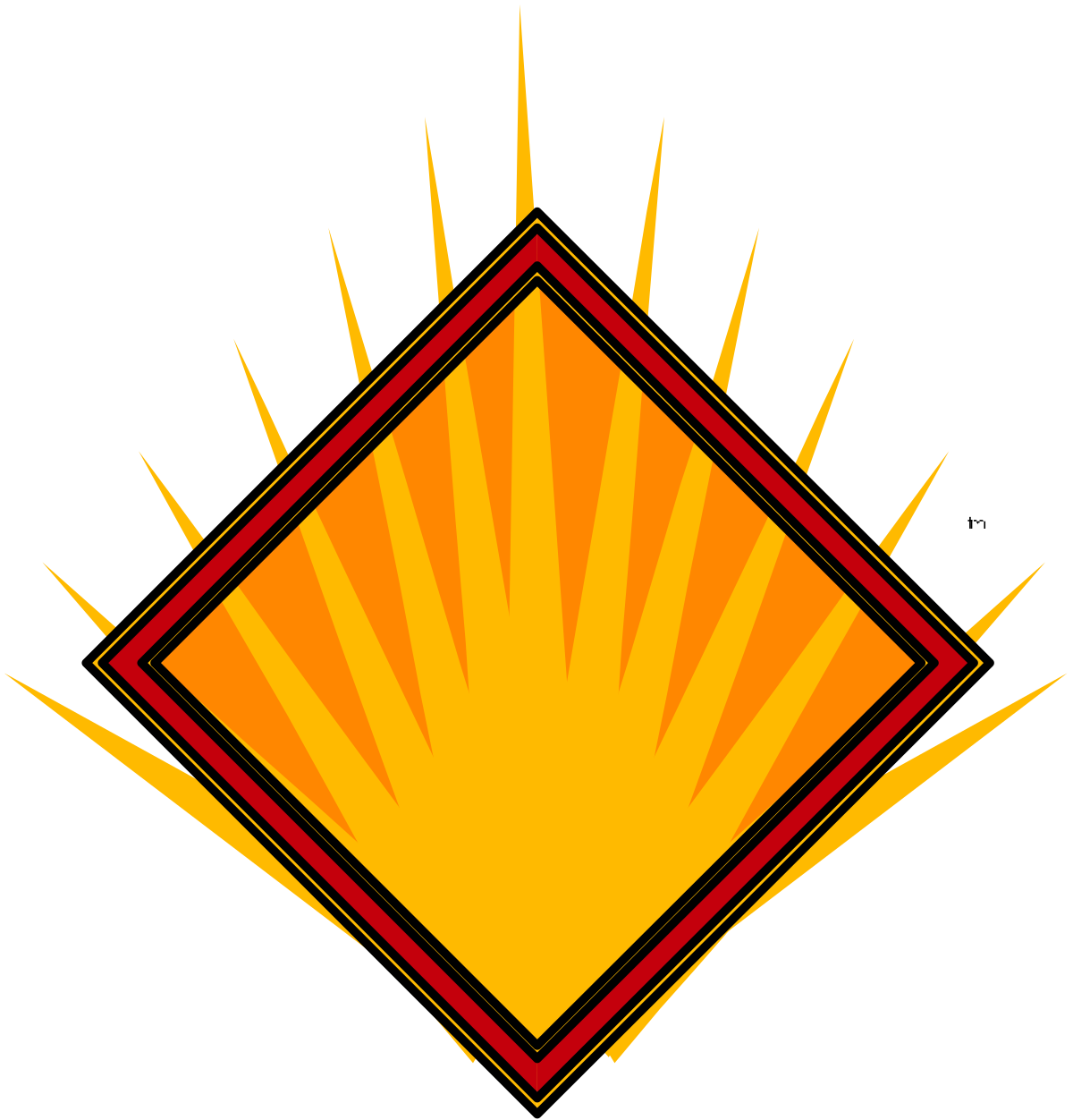 Vibrant Yellow and Red Diamond Clipart with Radiant Rays