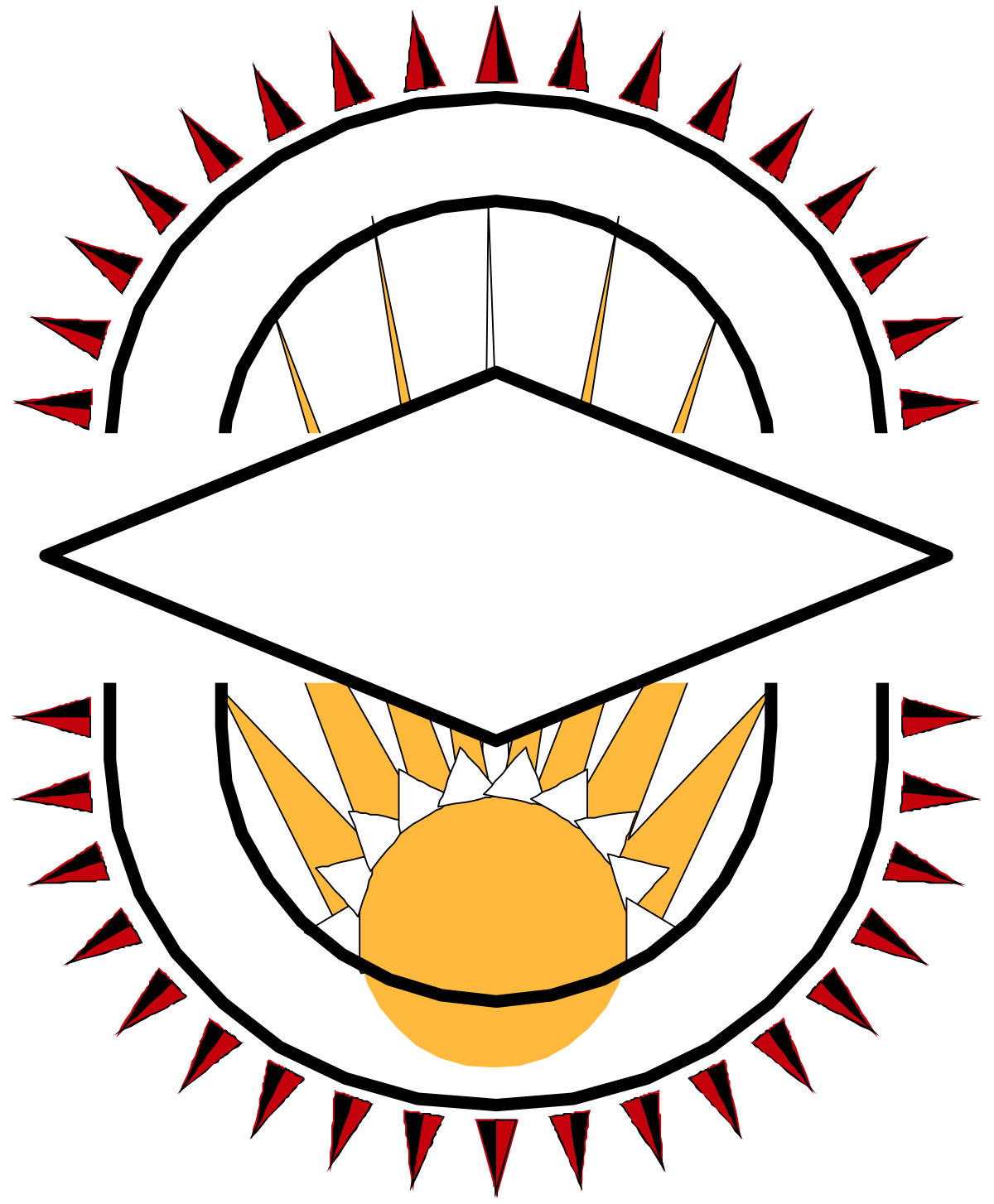 White and Red Logo with Black Background - Eye-Catching Clipart for Versatile Use