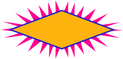 Yellow and Blue Diamond Clipart with Pink Center - Eye-Catching Borders