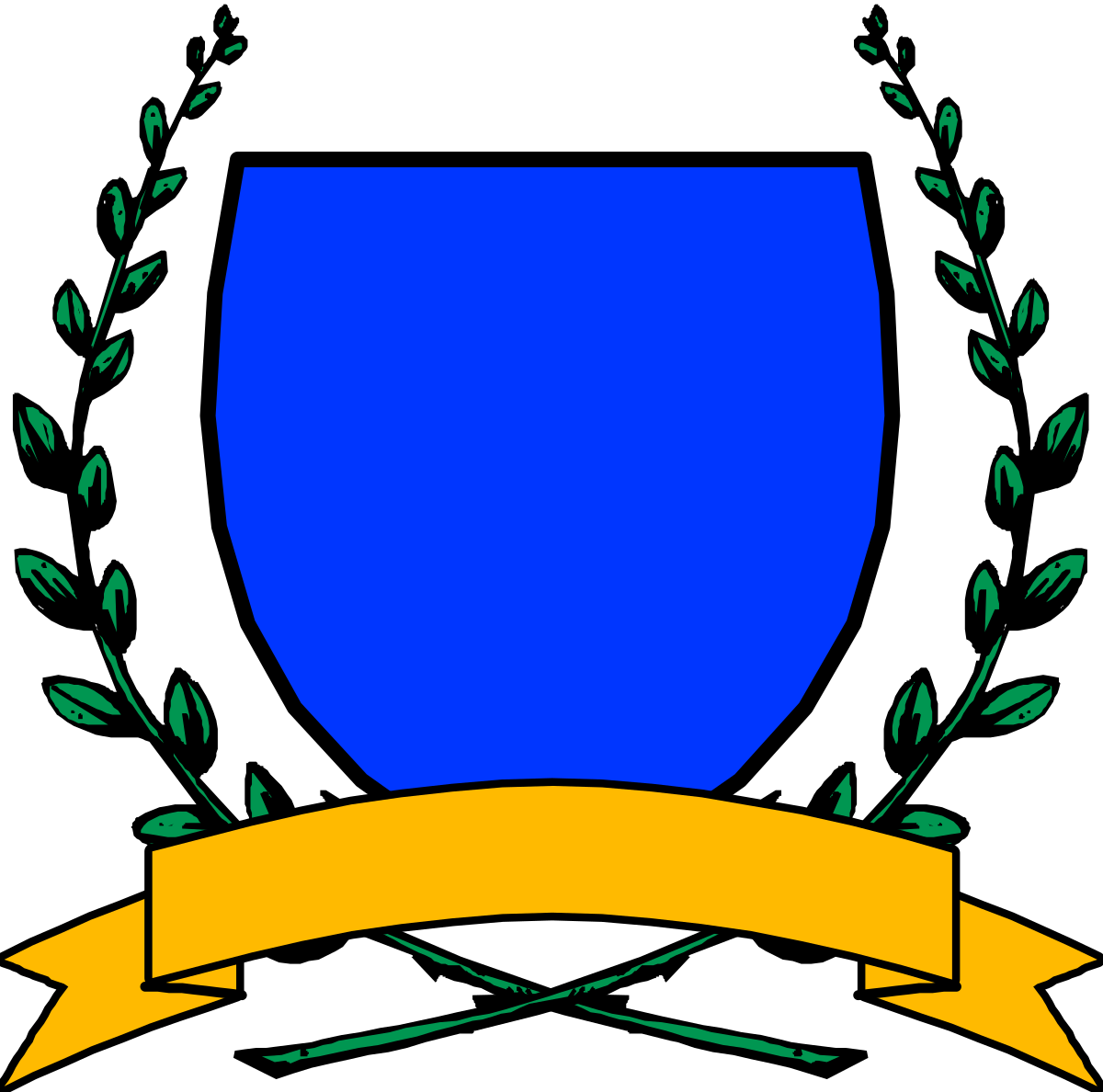 Blue Shield Clipart with Yellow Ribbon - Ideal for Borders and Backdrops