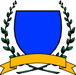 Blue Shield Clipart with Yellow Ribbon - Ideal for Borders and Backdrops