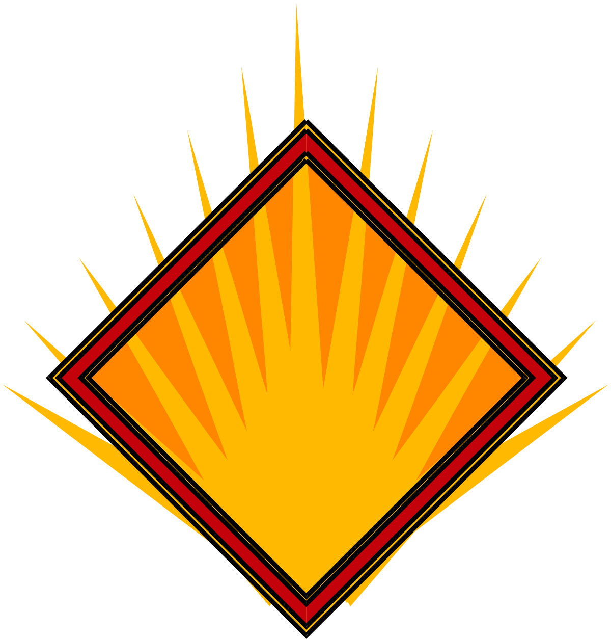 Stunning Yellow and Red Diamond Clipart with Radiant Rays