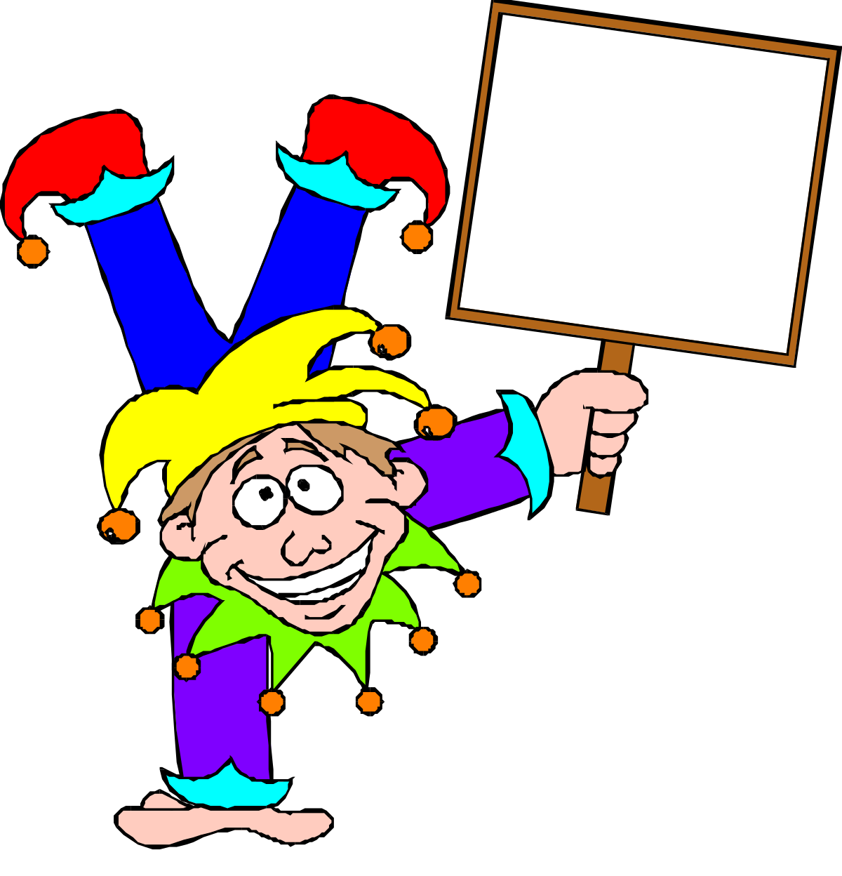 Clown Holding a Sign and Smiling - Fun Clipart for Events