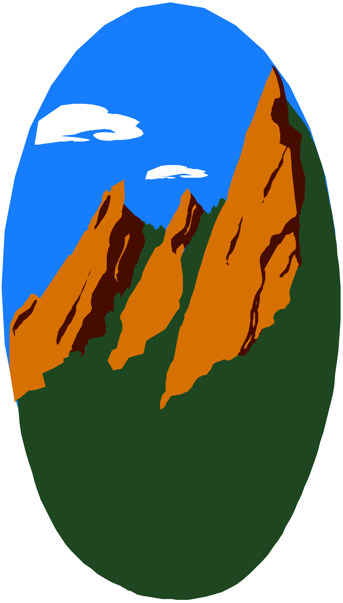 Mountain Clipart with Blue Sky and Clouds - Perfect for Borders