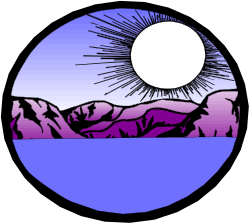 Purple and Blue Circle with Majestic Mountains - Stunning Clipart Design