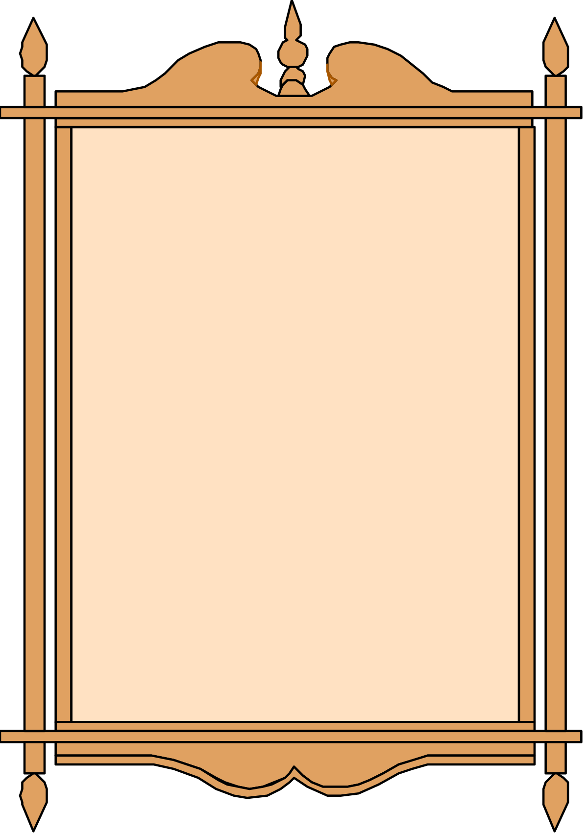 Elegant Wooden Frame with Scroll Clipart for Borders and Backdrops