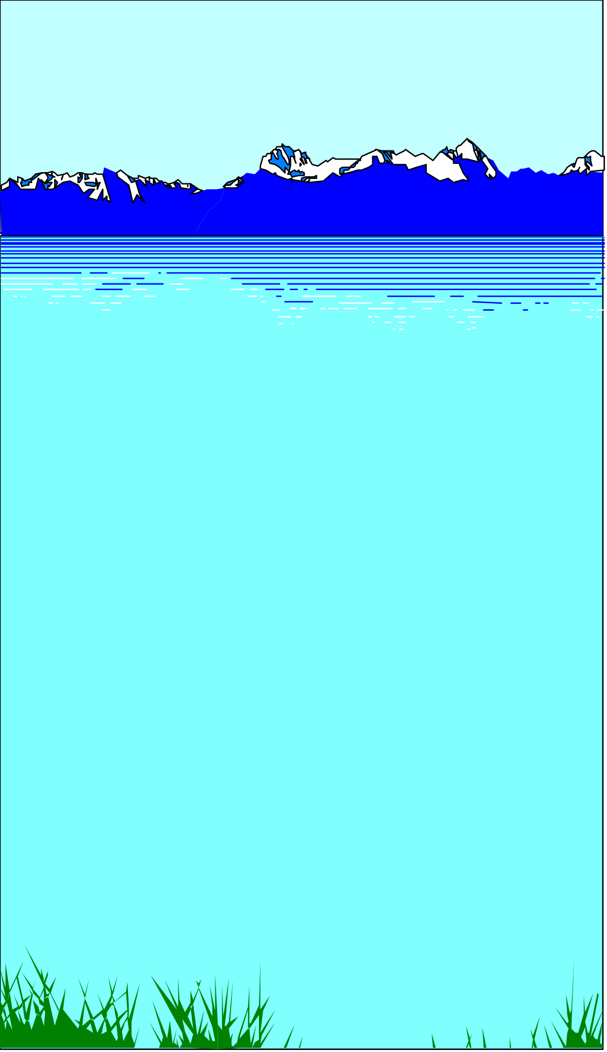 a blue ocean with mountains in the background clip art png transparent Blue Ocean with Mountains – Stunning Borders Clipart for Creative Projects