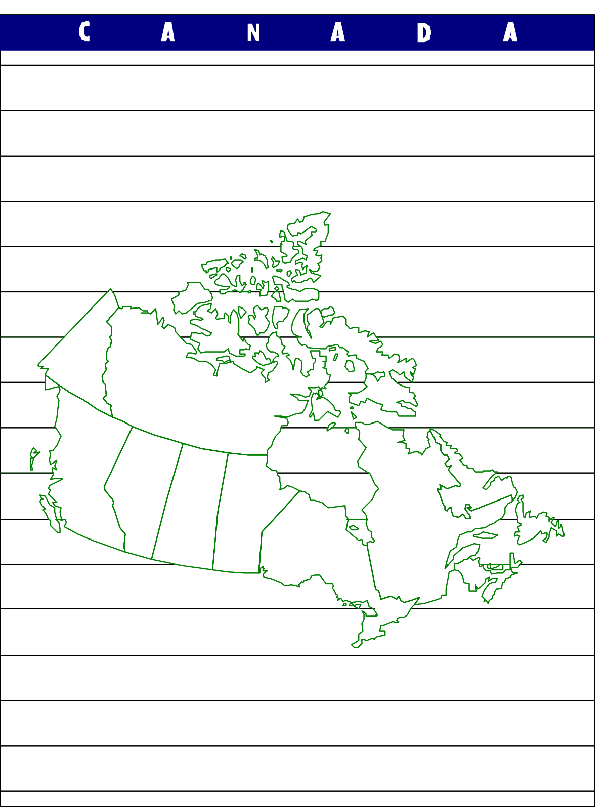 Canada Map Coloring Page Clipart - Fun Borders for Creative Projects