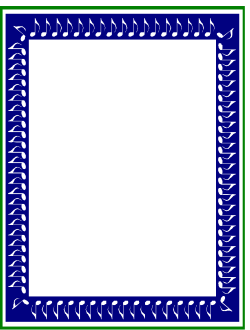 Blue and Green Frame with Music Notes - Vibrant Clipart for Creative Projects
