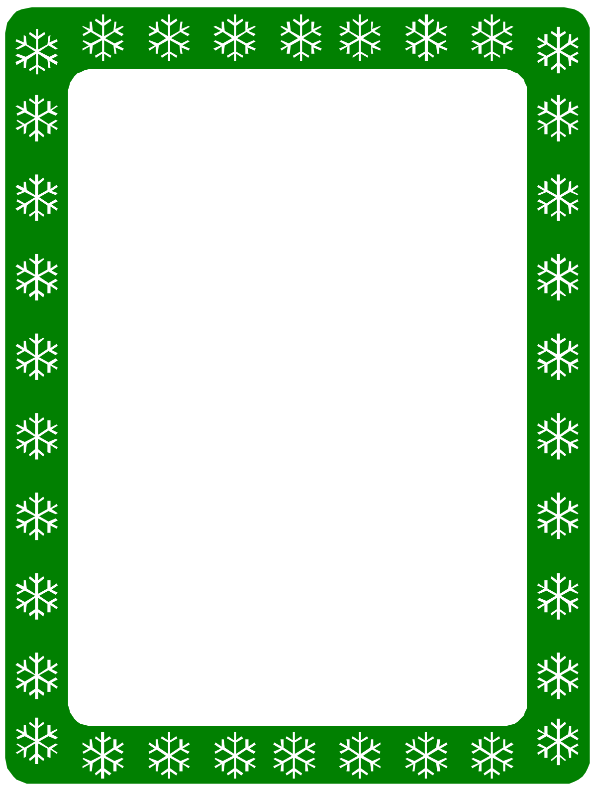 Green and White Snowflake Christmas Frame Clipart - Festive Borders for Holiday Designs